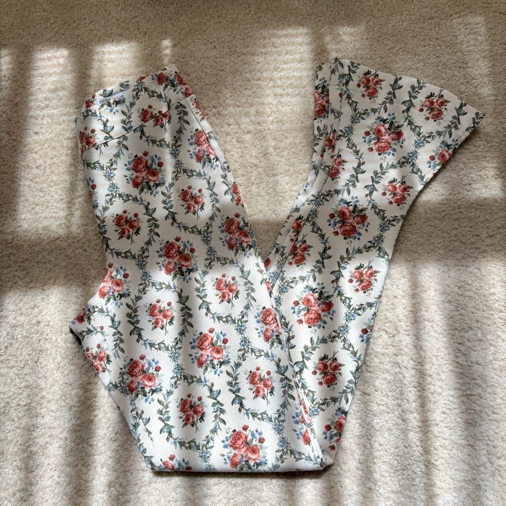 Anthropologie WEWOREWHAT Fit & Flare Slit Pants XS Victorian Floral Print - Picture 3 of 5